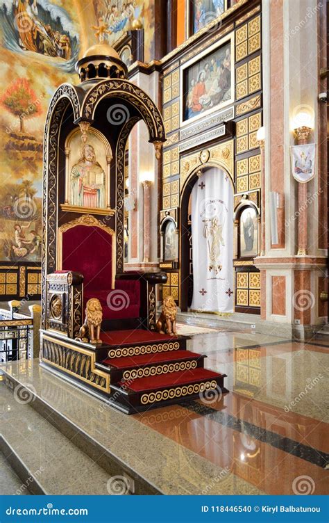 The Throne Of The Orthodox Church In The Altar. Religious Holidays Concept. Orthodoxy. Royalty ...