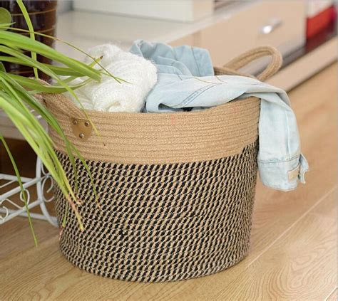 2019 Woven Storage Baskets,Decorative Blanket Basket,Use For Sofa Throws,Nursery,Cotton Rope ...