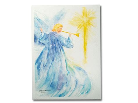 Angel Star Watercolor Christmas Card Set Christian Greeting Card A7 5x7 ...