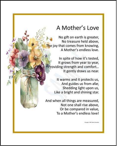 Mom Mother Thank You Poem Verse Print Gift Present, DIGITAL DOWNLOAD ...