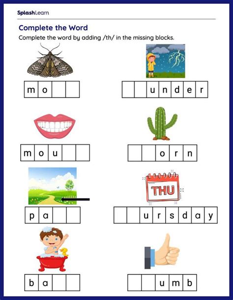 Digraph TH Worksheets for Kids Online - SplashLearn