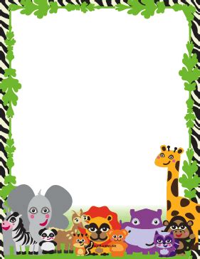 Cute Jungle Animal Border | Printable border, Jungle animals, Page borders