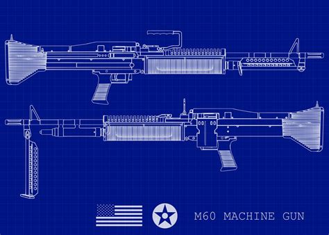 'M60 Machine Gun Blueprint' Poster by Atomic Chinook | Displate