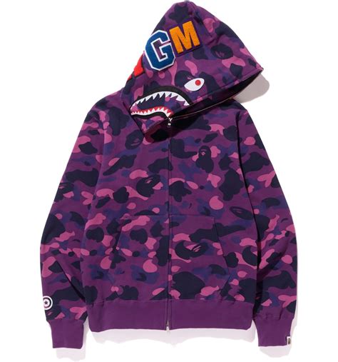 BAPE Color Camo Shark Full Zip Hoodie Purple - IT