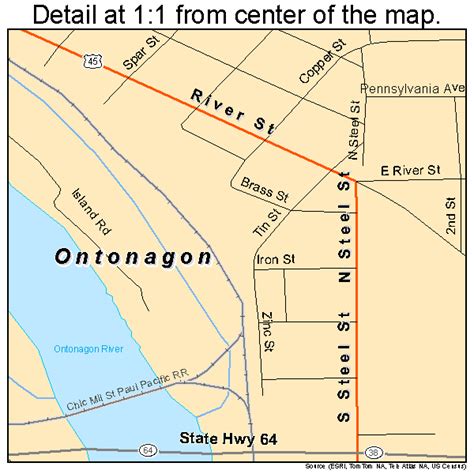 Ontonagon Michigan Street Map 2660860