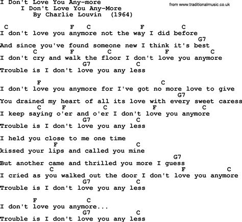 I Don't Love You Any-More - Bluegrass lyrics with chords