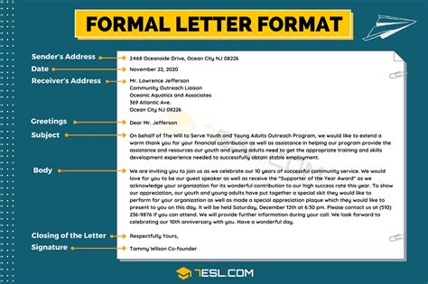 Formal Letter Format: Examples and Writing Tips • 7ESL