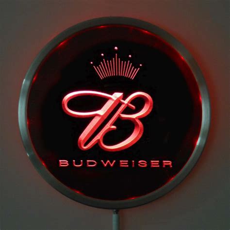 rs a0006 Budweiser Beer LED Neon Round Signs 25cm/ 10 Inch Bar Sign with RGB Multi Color Remote ...