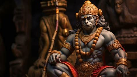 Lord Hanuman Wallpaper 4K, AI art, Illustration, Digital Art