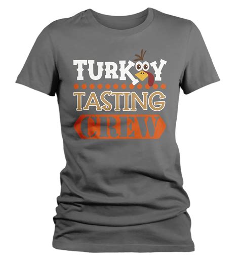 Women's Funny Thanksgiving T Shirt Turkey Tasting Crew Shirt Turkey Shirts Thanksgiving Shirts ...