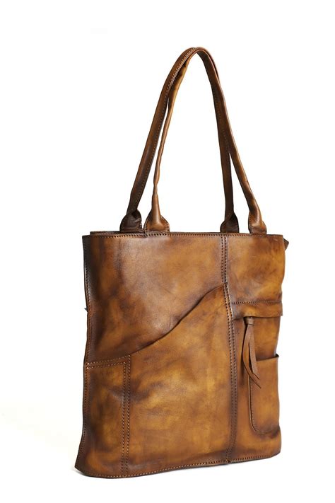 Vintage Brown Leather Tote Bag, Women's Designer Handbags DD103 ...