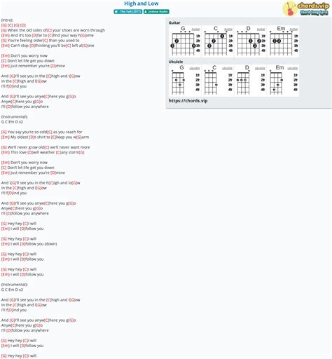 Chord: High and Low - tab, song lyric, sheet, guitar, ukulele | chords.vip