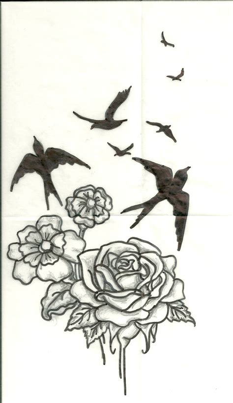 Flowers-Bird Tattoo Design by Artsy212 on DeviantArt