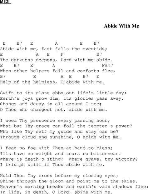 Abide With Me - Christian Gospel Song Lyrics and Chords