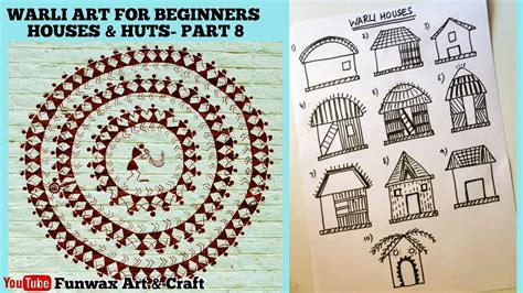 Warli art for beginners Part 8 | Learn to draw Warli Houses & huts ...