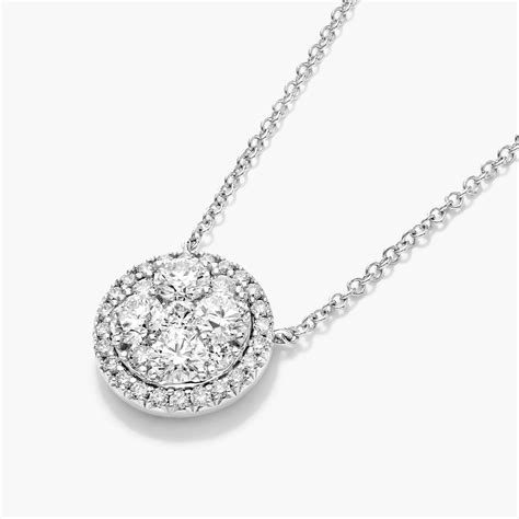 14K White Gold Round Composite Lab-Grown Diamond Necklace-81571w14l