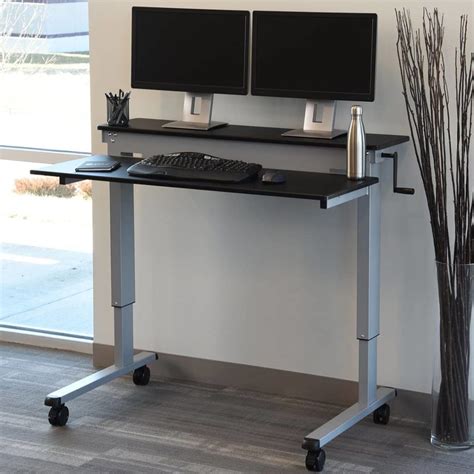 [Stand Up Desk Store] Crank Adjustable Sit to Stand Two-Tier Desk with Steel Frame Review