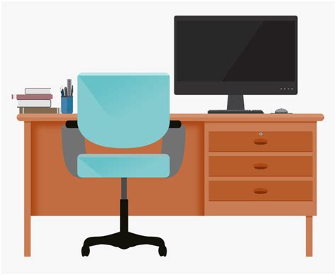 Furniture,desk,computer Desk,office Monitor,computer - Computer On Desk Png, Transparent Png ...