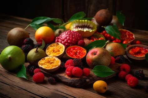 Premium Photo | Tropical and exotic seasonal fruits forest berries