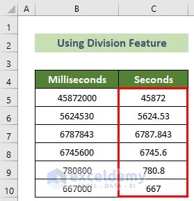 How to Convert Milliseconds to Seconds in Excel (2 Quick Ways)