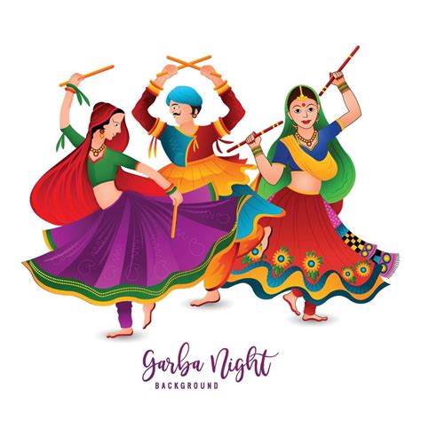 Beautiful illustration of people performing garba dance celebration ...