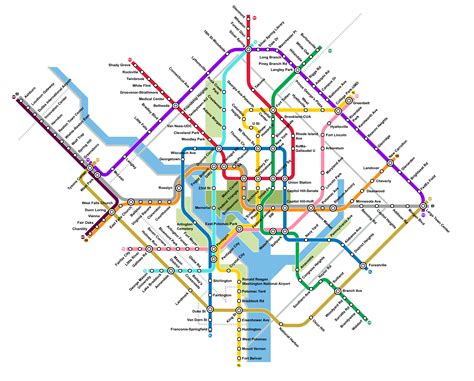 [Diagram] Overhauled the DC Metro (map done by u/ggrnw27) : TransitDiagrams