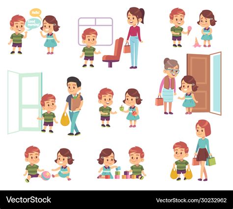 Kids good manners polite children in different Vector Image