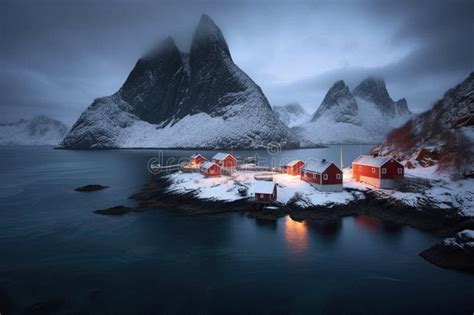 Tiny Fishing Village of the Lofoten Islands in Norway Stock ...