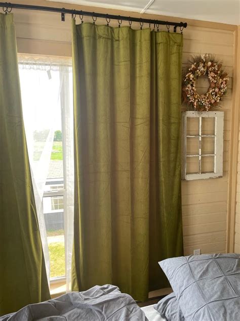 Green Velvet Curtains 4 panels | EstateSales.org