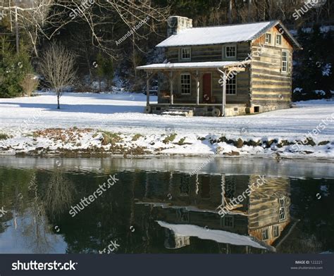 Cabin By Lake In Winter. Stock Photo 122221 : Shutterstock