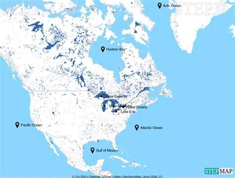 North America Map Bodies Of Water - Amanda Marigold