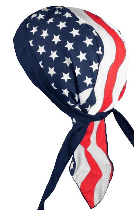 American Flag Doo Rag MADE IN AMERICA Patriotic Bandana Head Wrap Motorcycle Bikers Hat ...