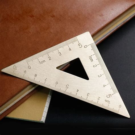 KACY 1PC 45 Degree Triangle Scale Brass Degree Standard Protractor Triangle Ruler Math Geometry ...