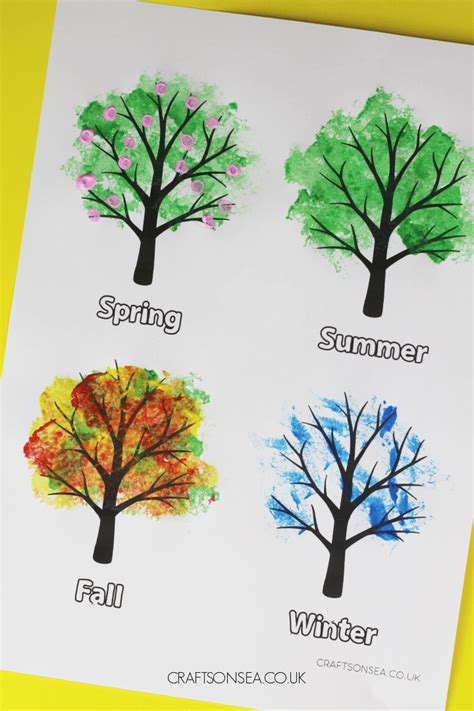 Four Seasons Tree Painting (FREE Printable) - Crafts on Sea