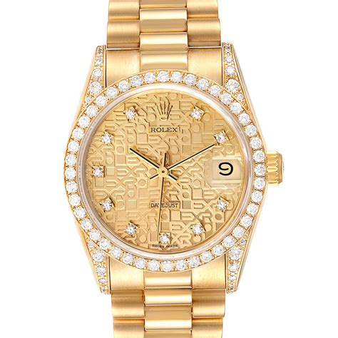 Rolex President Midsize 18K Yellow Gold Diamond Ladies Watch 68158 | SwissWatchExpo