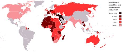 World War 1 Casualties As A Percentage of Pre-War Population - Brilliant Maps