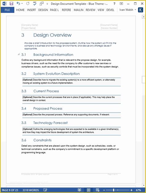 Process Document Template Free Of Design Document – Download Ms Word ...