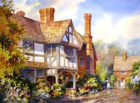 Watercolor Painting Demonstration Step-by-step Painting Techniques – Village in Kent England ...