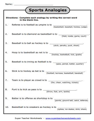 Analogies Worksheets