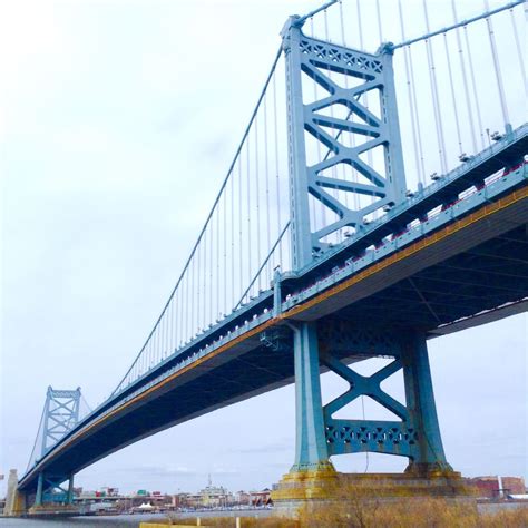 Benjamin Franklin Bridge from Camden waterfront. | The neighbourhood, Bay bridge, Waterfront