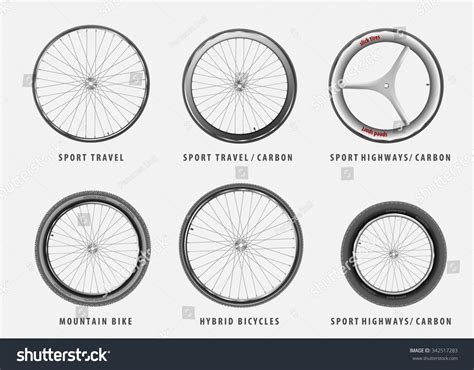 Set Vector Different Types Bicycle Wheels Stock Vector (Royalty Free ...