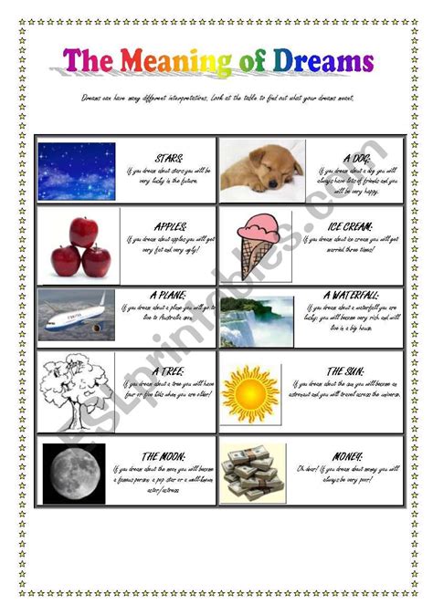 The Meaning of Dreams (Role-Play): WILL for Predictions and First Conditional - ESL worksheet by ...