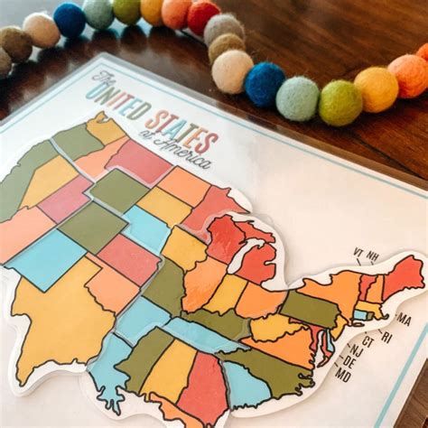 United States Map Puzzle Printable U.S. Map Activity Kids | Etsy