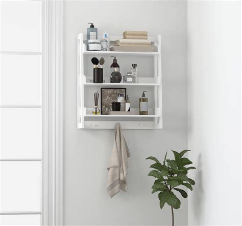 Spirich 3 Tier Bathroom Shelf Wall Mounted with Towel Hooks, Bathroom ...