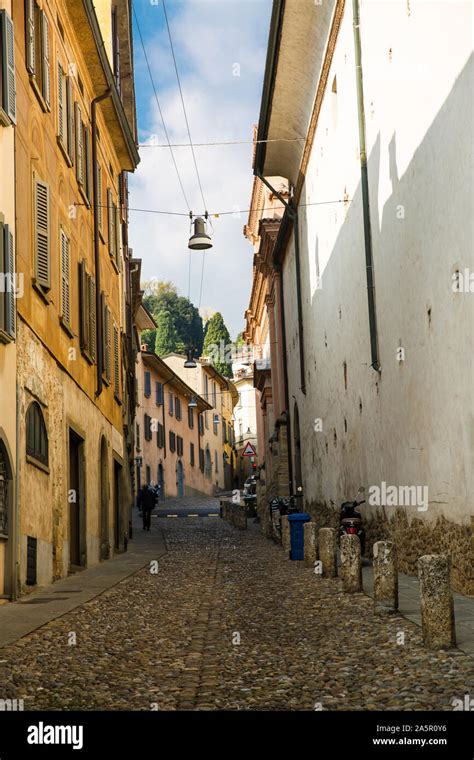 Street in old town in Bergamo, Italy Stock Photo - Alamy