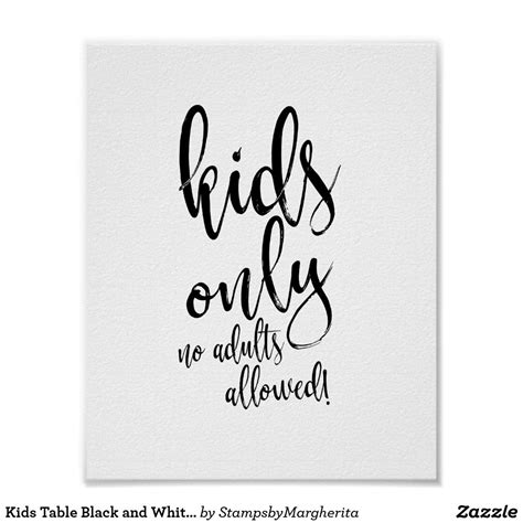 Kids Table Black and White 8x10 Sign for Wedding | Zazzle | Wedding with kids, Wedding signs ...