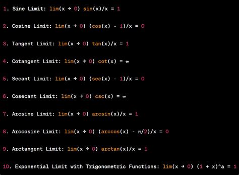 Trig Limit Identities [Trigonometry Identities for Limits]