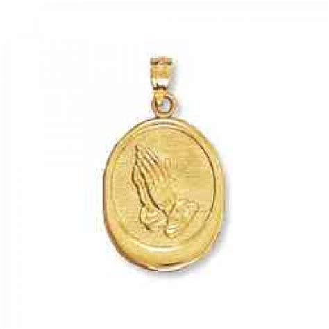 Necklaces : 14K Solid Gold Praying Hands Pendant