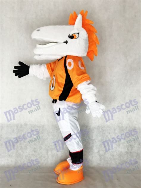 New Mustang Horse Broncos with Orange Mane Mascot Costume Animal