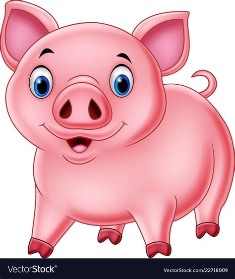 Cartoon happy pig isolated on white background Vector Image | Happy pig, Pig pictures, Cute baby cow